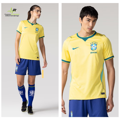 Camisa Brasil Nike I 2026-27 Torcedor Pro Amarelo+Verde MascFem